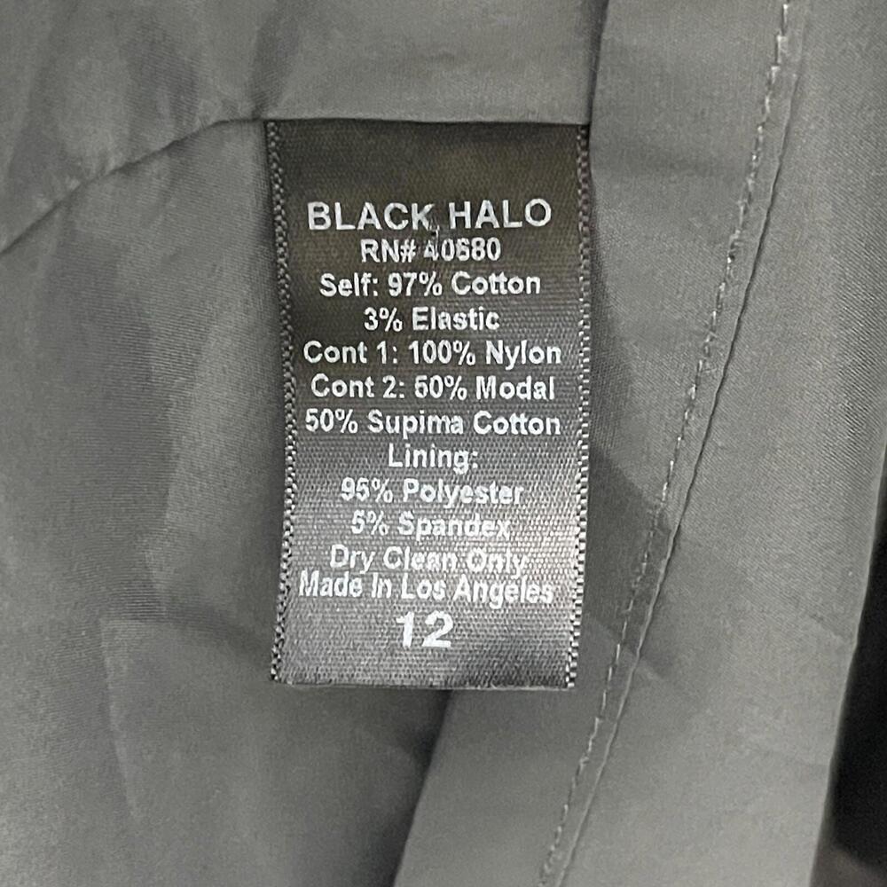 Black Halo Women’s Size 12 Large Grey Metallic Lace Blouson Top Dress Pockets - Picture 12 of 12